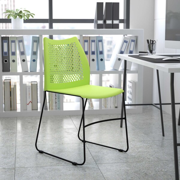 Flash Furniture Green Plastic Stack Chair RUT-498A-GN-GG - main